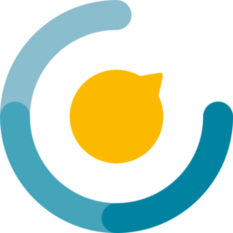 Das Logo von Dr. Karin Kelle-Herfurth zeigt einen offenen Farbkreis mit drei ineinander übergehenden Blautönen um eine gelbe Dialogblase im Zentrum