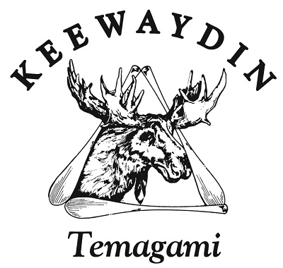 Keewaydin Temagami logo with moose and paddles