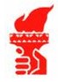 Red image of an upheld hand holding a flaming torch