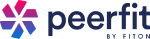 Peerfits burst logo with the words by fiton below it to showcase the relationship between the two