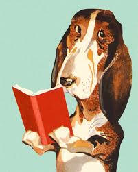 Cartoon Dog Reading a Book