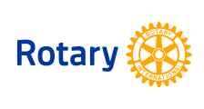 Rotary logo: blue letters spell "Rotary" next to a yellow wheel