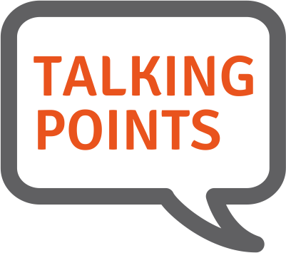 Talking Points text logo in a chat box.