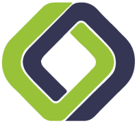WI FACETS logo - Two rounded outlines of diamonds, one green and the other dark blue, overlapping and linking with each other. 