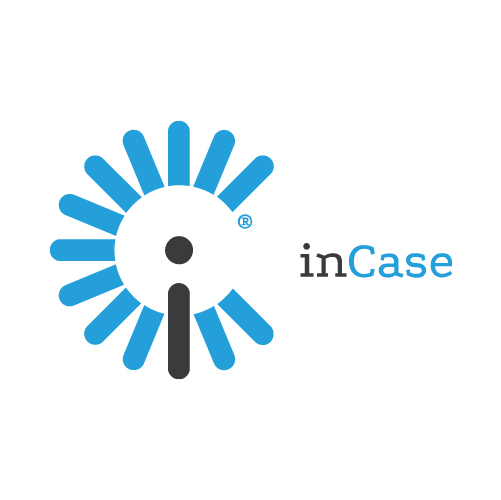 White inCase Logo on Blue Background
