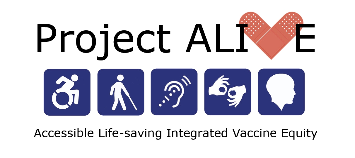 Logo for Project ALIVE (Accessible Life-saving Integrated Vaccine Equity)