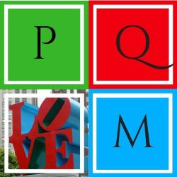 The PQM logo.  Based on Love Park statue in Philadelphia.