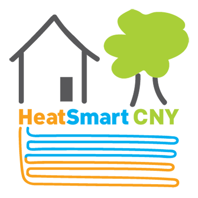 HeatSmart CNY logo showing a tree and a house with a geothermal heat exchanger,