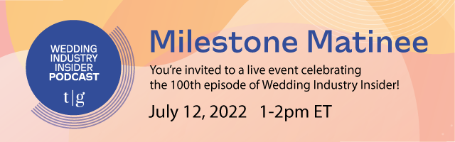 You're invited to Milestone Matinee! Timeline Genius is celebrating the 100th episode of its Wedding Industry Insider podcast with a virtual webinar on July 12, 2022, from 1-2pm EST. This live event includes a panel discussion with select industry leaders,